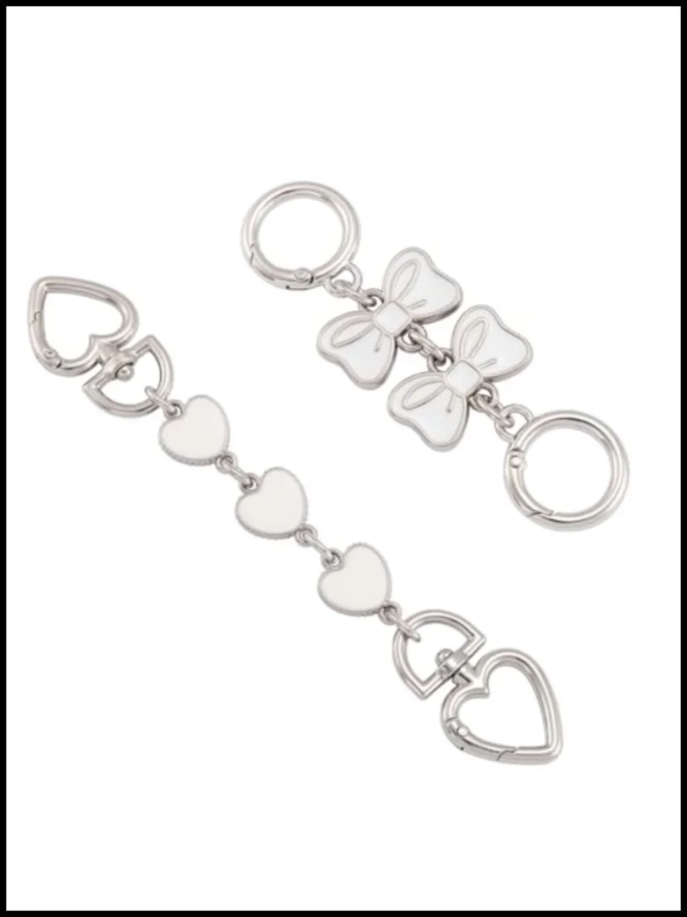Bag Chain Purse Extender with Heart & Bow Charms - Purse Strap Extender